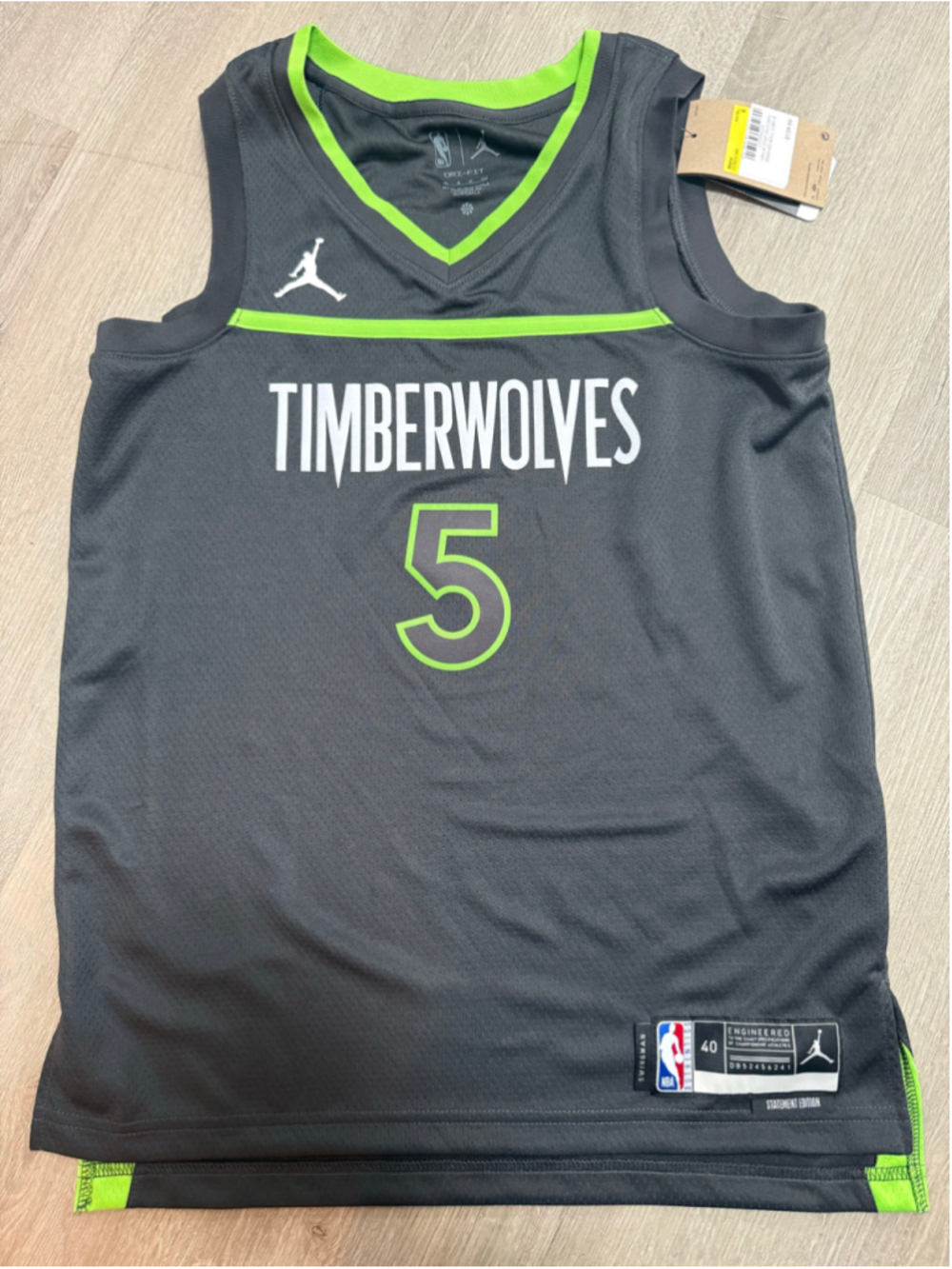 Men's Jordan Minnesota Timberwolves Anthony Edwards Jersey Size S Black/Green